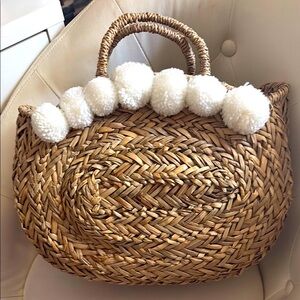 Woven Tan Bag with White Accents
